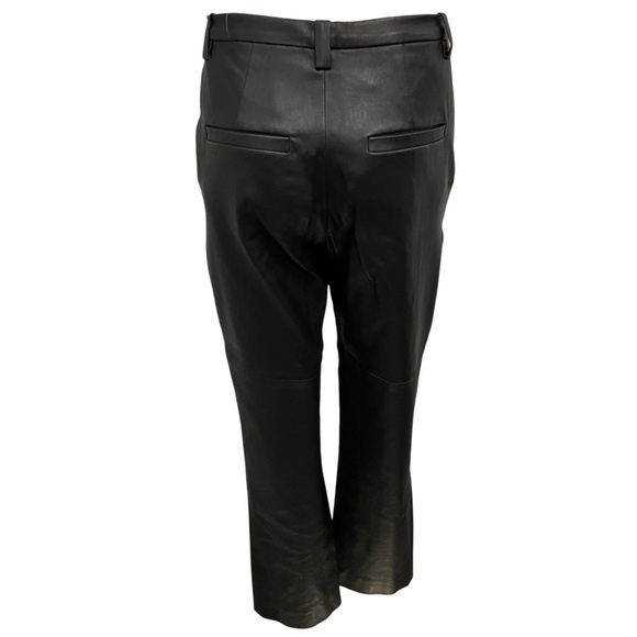 BRUNELLO CUCINELLI BLACK STRETCH NAPPA LEATHER CIGARETTE TROUSERS - Picture 3 of 5